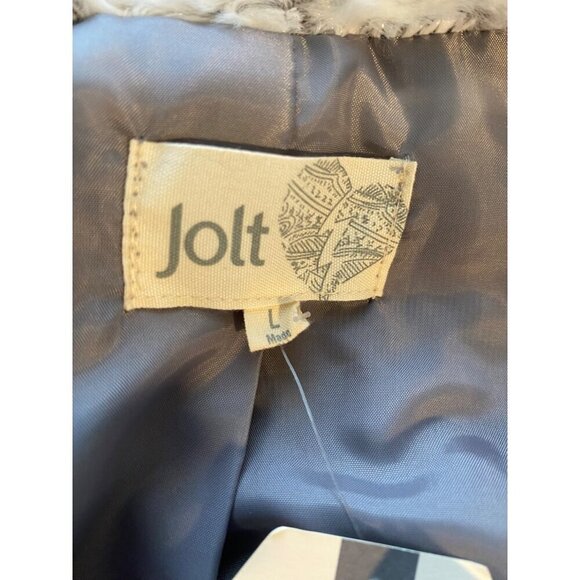 Jolt Womens Faux Fur Vest L Gray & White Asymmetric Hem Hippie Outdoor NEW NWT - Picture 3 of 15